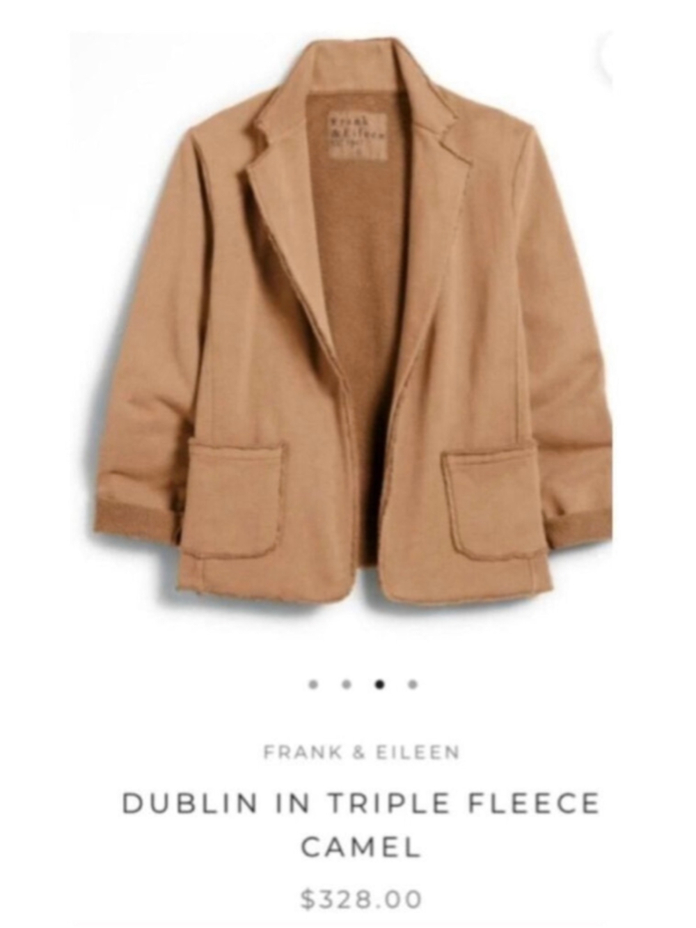 Frank & Eileen Dublin Triple Fleece Blazer Camel Size S New